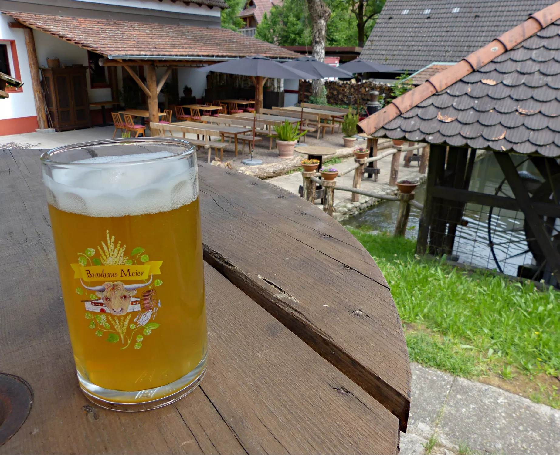 frisch gezapft! im Biergarten